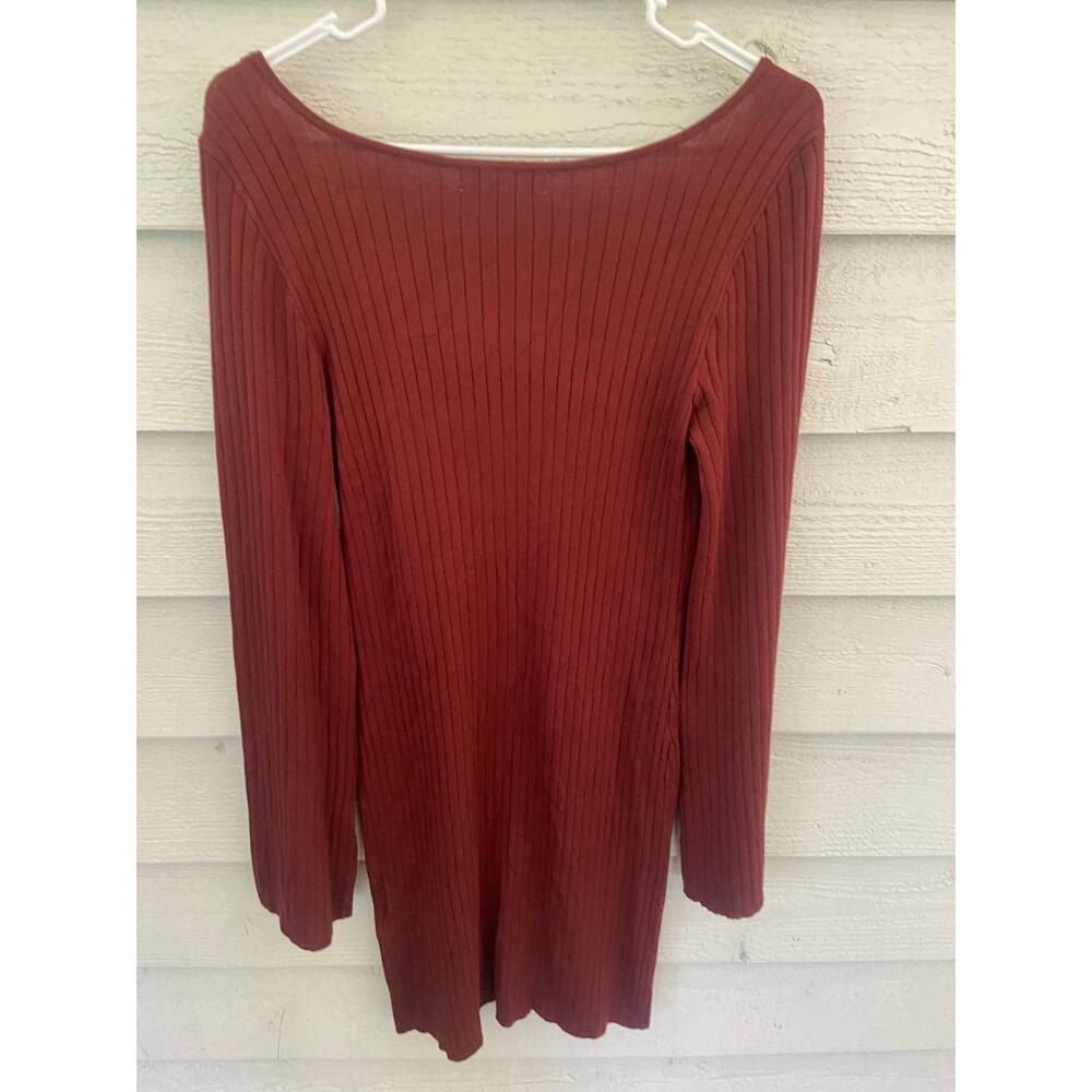And Now This Sonoma Brick Ribbed Sweater Dress Long Sleeve Size L - Picture 5 of 5